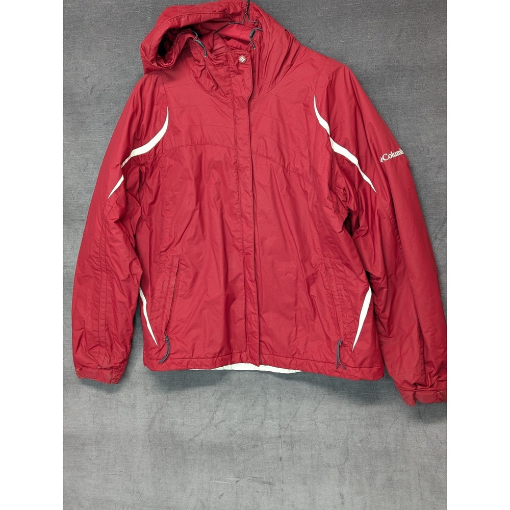Columbia Jacket Women XL Red Parka Hoodie Interchange Rain Coat Ladies Hike